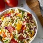 Rainbow Orzo Salad in a Bowl - Fresh & Delicious