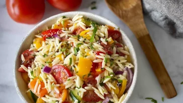Rainbow Orzo Salad in a Bowl - Fresh & Delicious