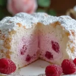 Raspberry Angel Food Cake Slice