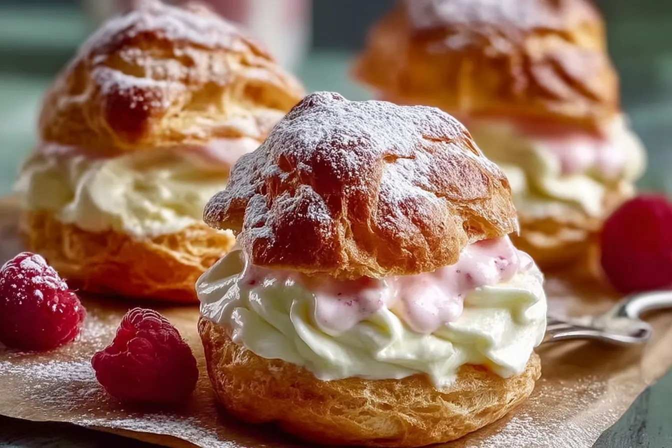 Delicious Rhubarb Cream Puffs Ready to Enjoy