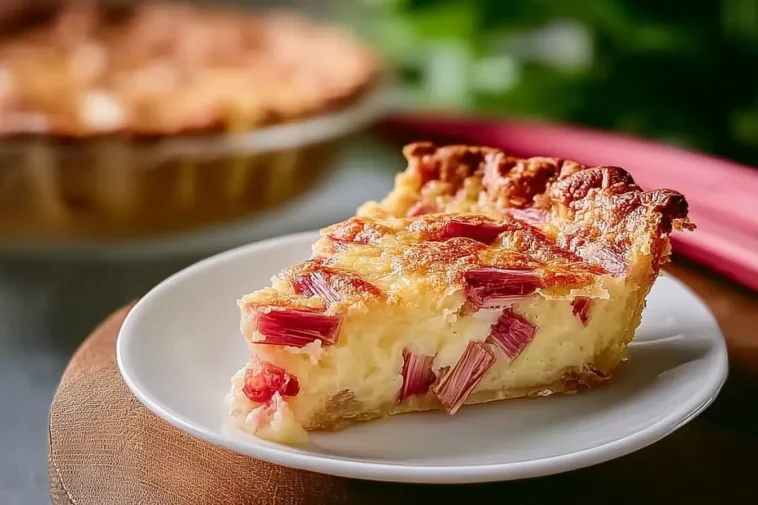 Rhubarb Custard Pie Freshly Baked and Ready to Serve