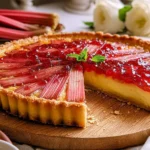 Rhubarb Custard Tart with Pastry Cream and Fresh Compote