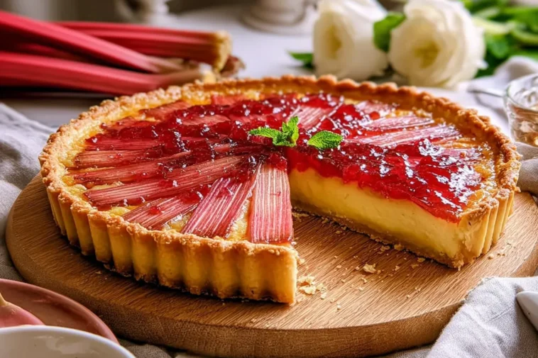 Rhubarb Custard Tart with Pastry Cream and Fresh Compote