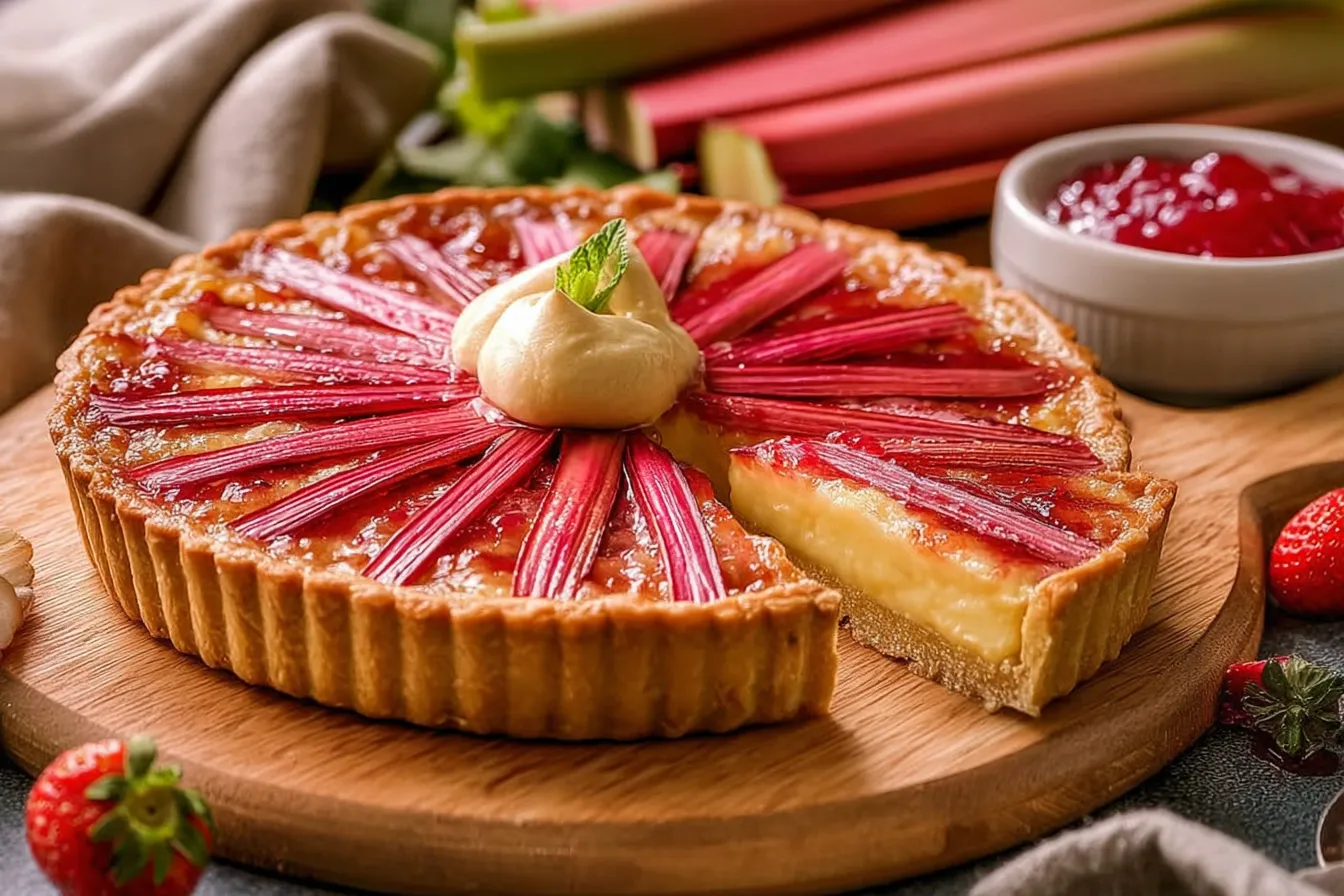 Rhubarb Custard Tart with Pastry Cream and Compote 