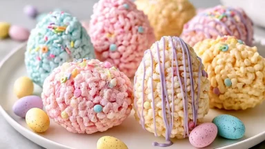 Colorful Rice Krispies Easter Egg Treats