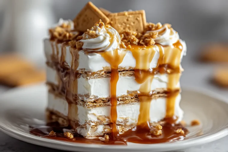 Ritz Cracker Salted Caramel Icebox Cake