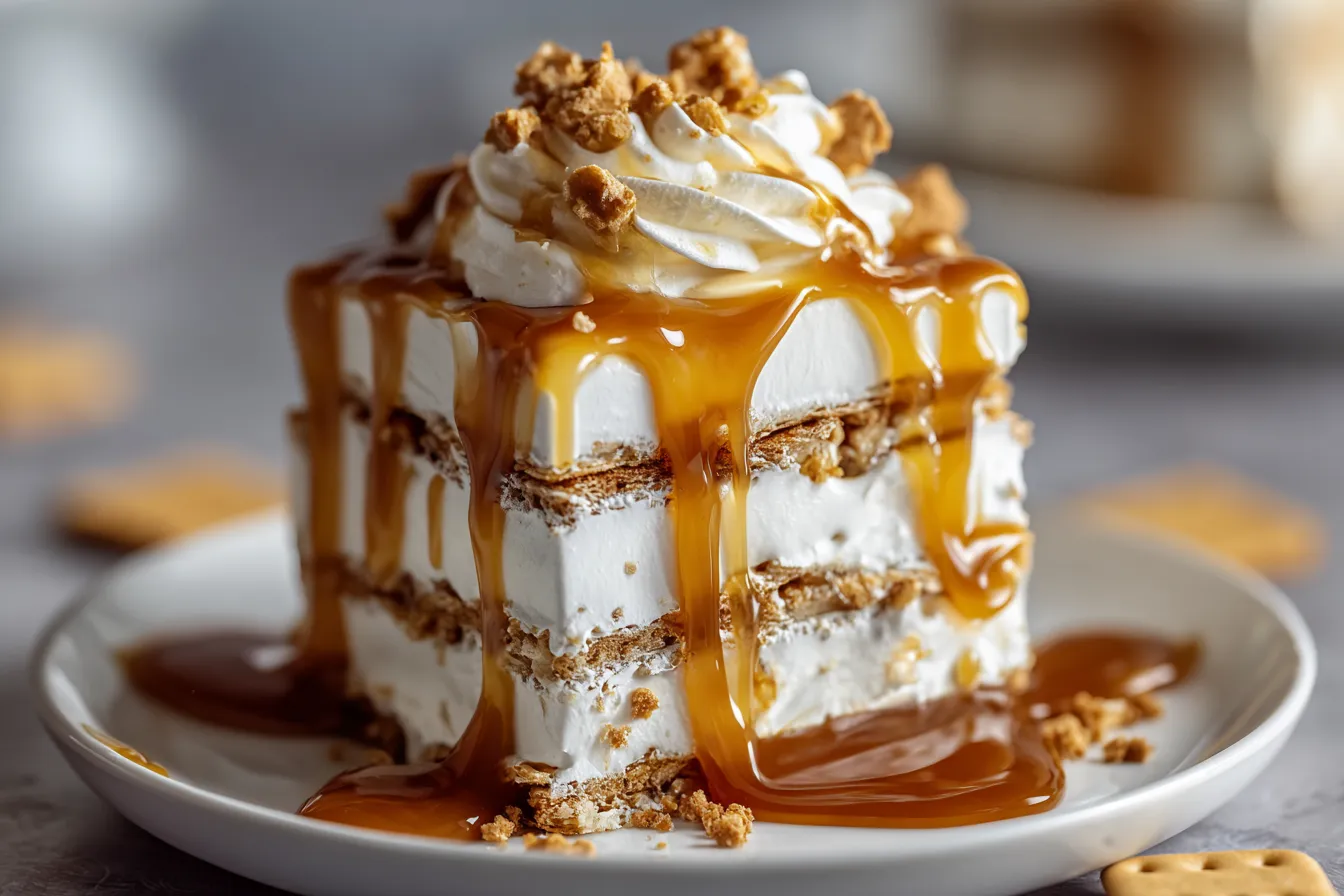 Ritz Cracker Salted Caramel Icebox Cake