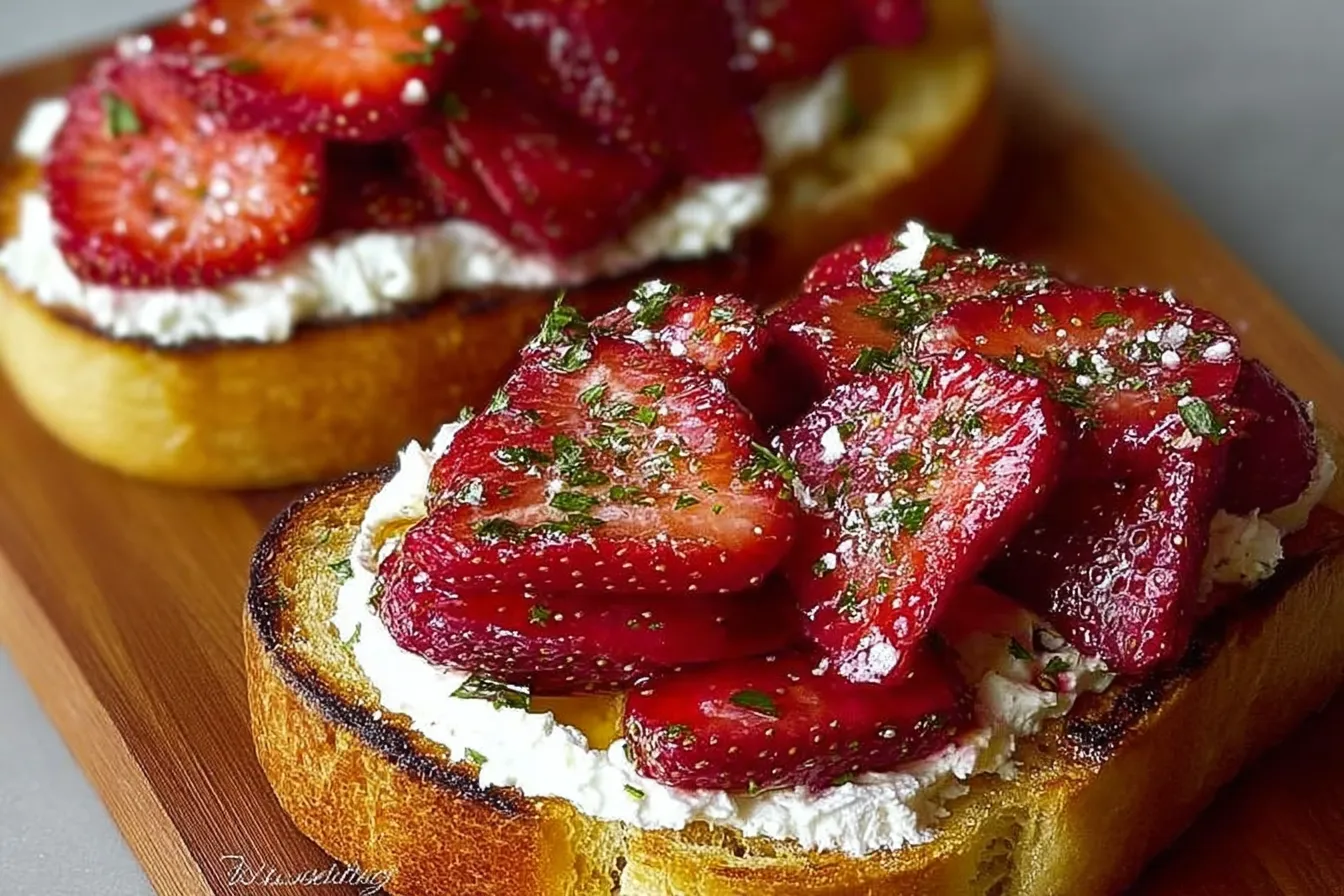 Roasted Strawberry Whipped Ricotta Toast 