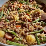 Sausage Green Bean Potato Casserole Freshly Baked