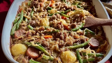 Sausage Green Bean Potato Casserole Freshly Baked