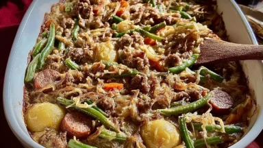 Sausage Green Bean Potato Casserole Freshly Baked