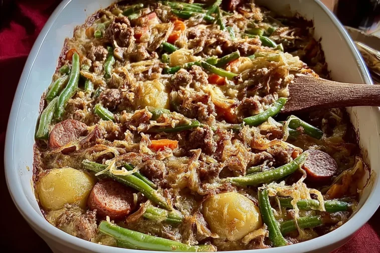 Sausage Green Bean Potato Casserole Freshly Baked