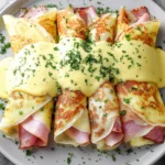 Savory Breakfast Crepes Plated with Fresh Herbs