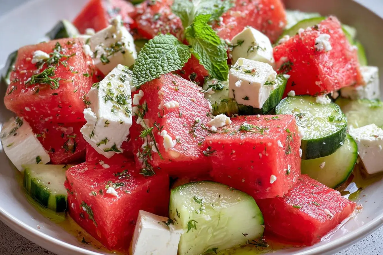 SIMPLE Watermelon + Cucumber + Feta Salad for Summer Joy 4 SIMPLE Watermelon + Cucumber + Feta Salad