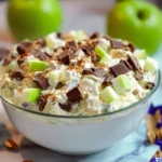 Irresistible Snickers Salad Served in Glass Bowl