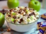 Irresistible Snickers Salad Served in Glass Bowl