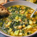 Colorful Spring Minestrone Soup in a Bowl