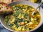 Colorful Spring Minestrone Soup in a Bowl