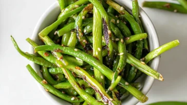 Stir Fried Garlic Scapes on a Plate