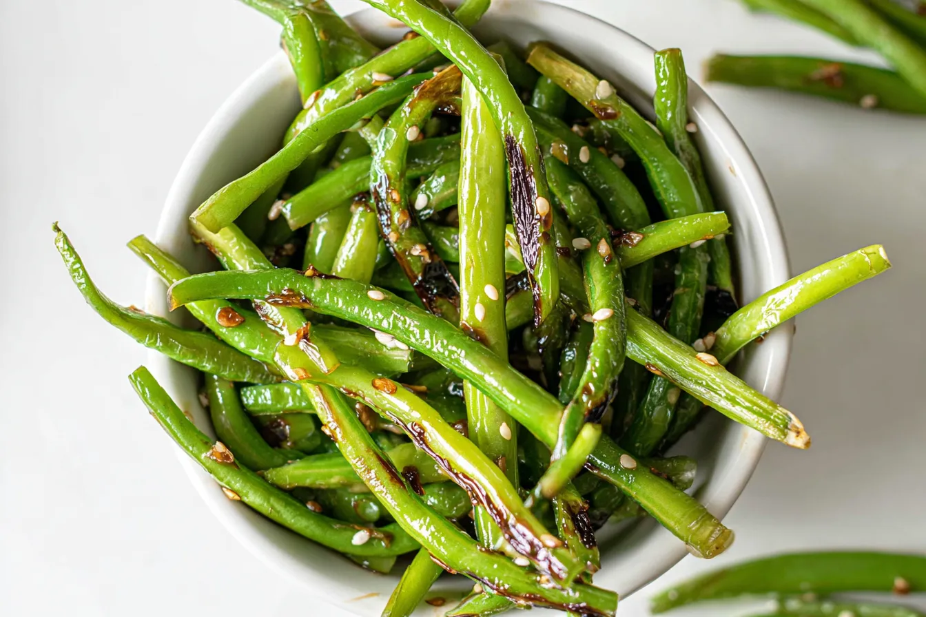 Stir Fried Garlic Scapes on a Plate