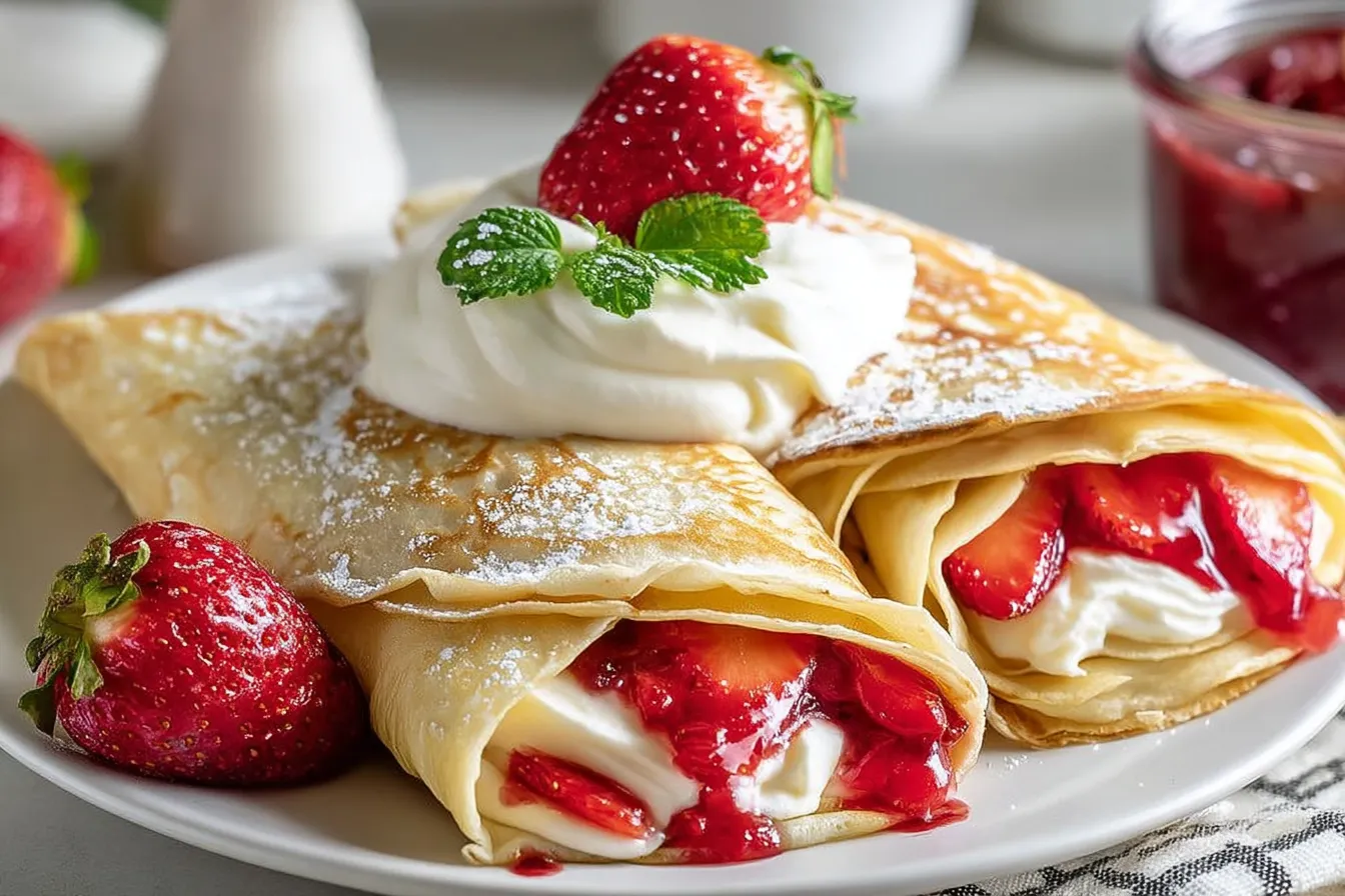 Strawberry and Cream Cheese Crepes Recipe