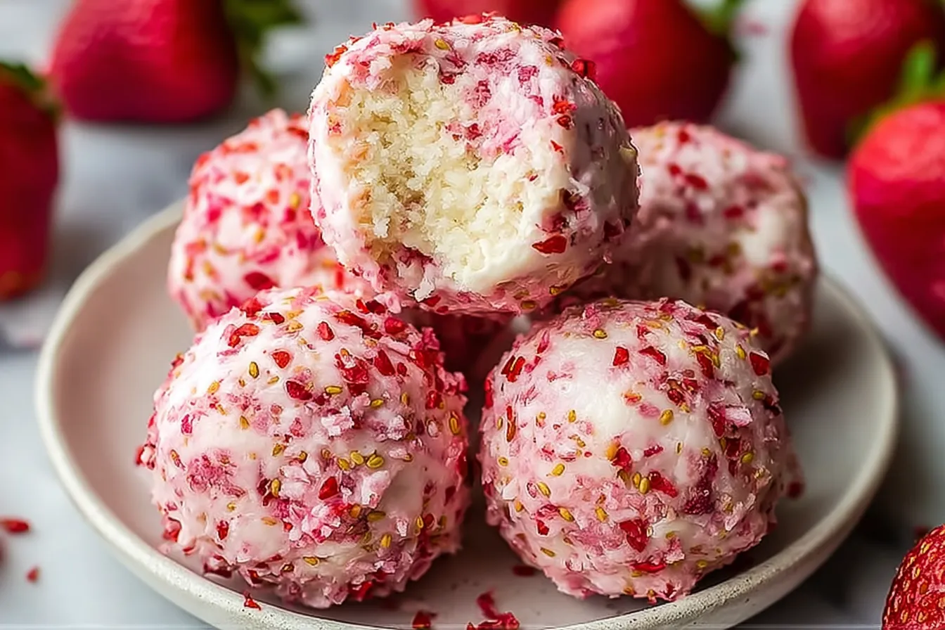 Delicious Strawberry Cheesecake Protein Balls