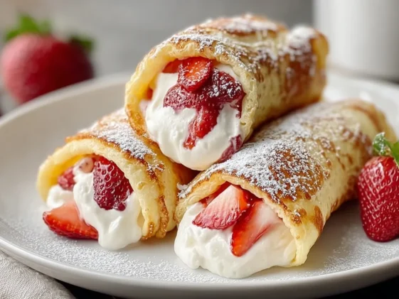 Delicious Strawberry Cream Cheese Stuffed Pancake Rolls