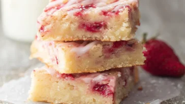 Strawberry Lemon Blondies Freshly Baked