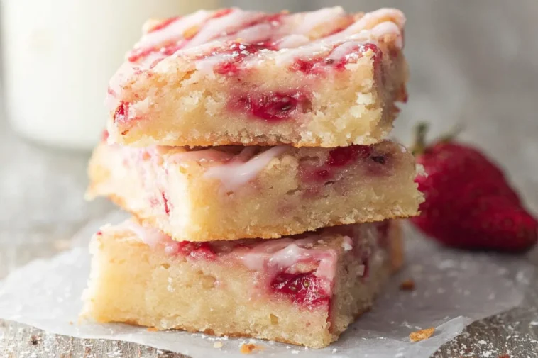 Strawberry Lemon Blondies Freshly Baked