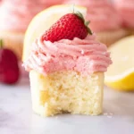 Strawberry Lemonade Cupcakes on a colorful plate