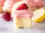 Strawberry Lemonade Cupcakes on a colorful plate