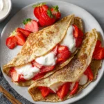 Delicious Strawberry Protein Crepes Ready to Serve