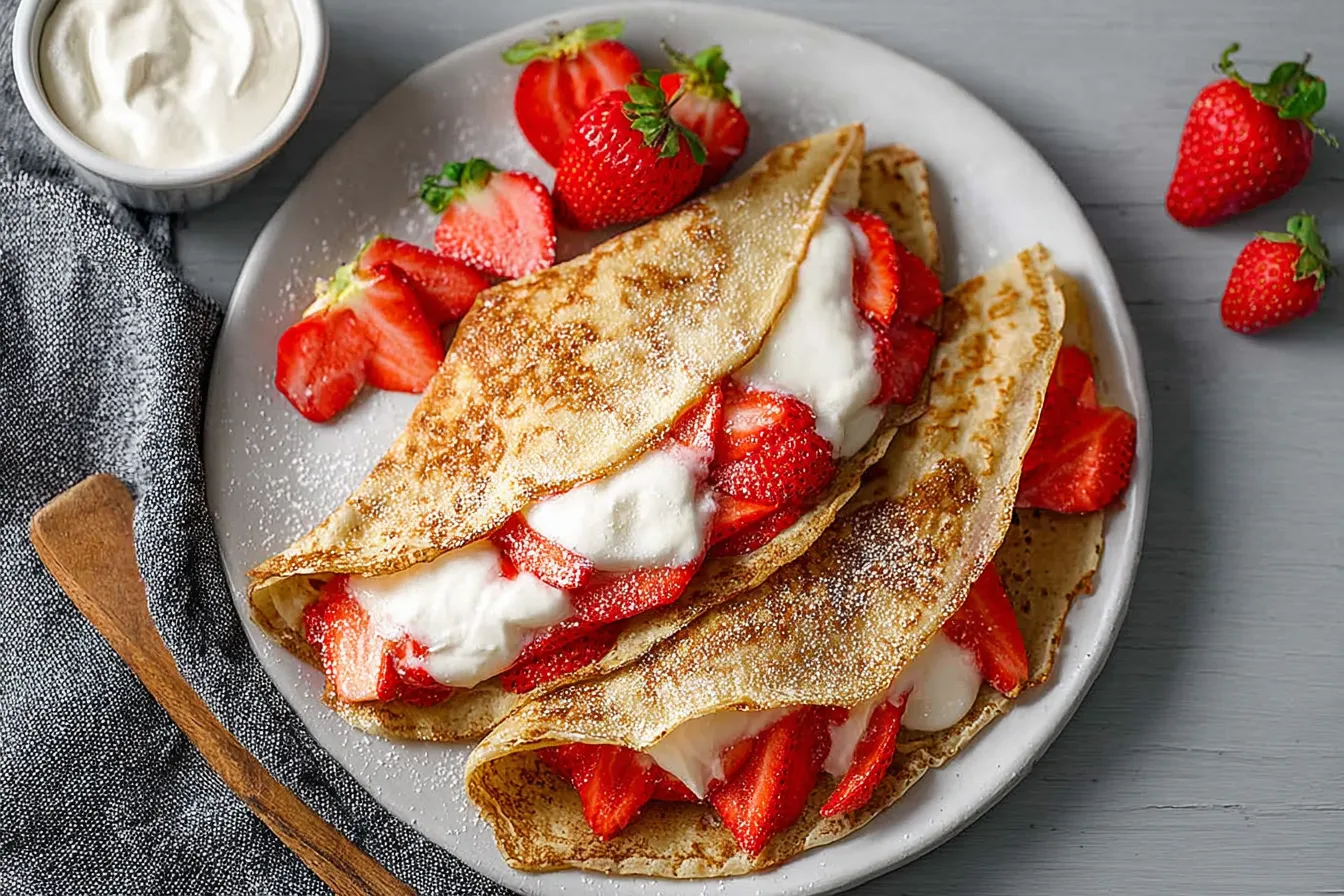 Delicious Strawberry Protein Crepes Ready to Serve