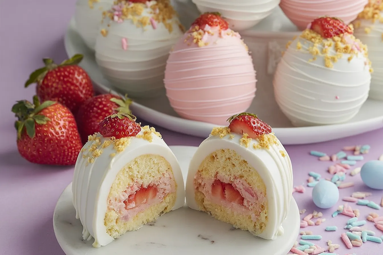 Strawberry Shortcake Easter Egg Bombs - Festive Dessert