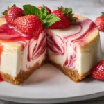 Delicious Strawberry Swirl Cheesecake Ready to Serve