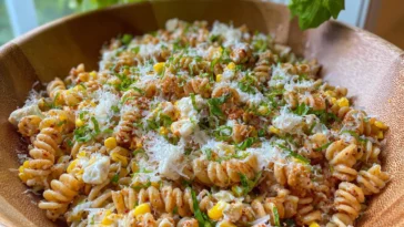 Street Corn Pasta Salad in a Colorful Bowl