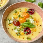 Summer Sweet Corn Gazpacho Served Chilled