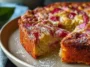 Traditional Norwegian Rhubarb Cake with a Tender Crust - Slice