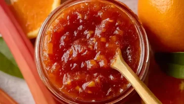 Homemade Traditional Rhubarb Jam with Orange Juice