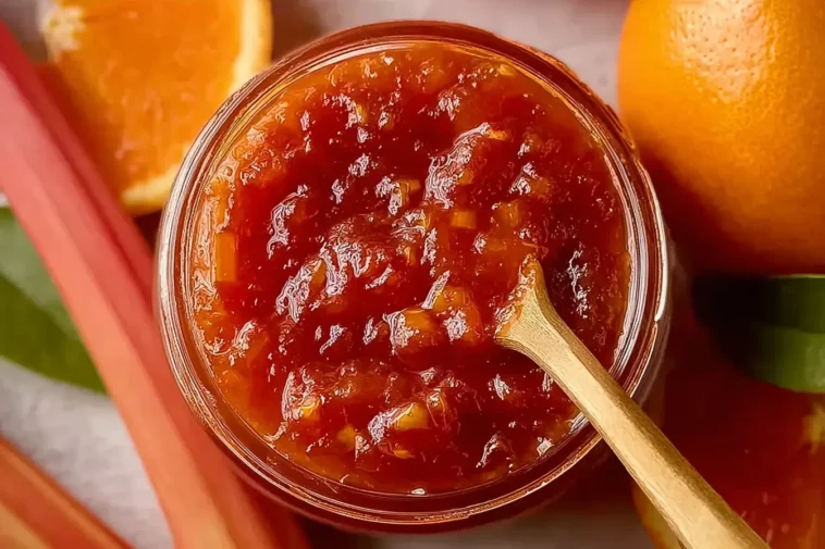 Homemade Traditional Rhubarb Jam with Orange Juice
