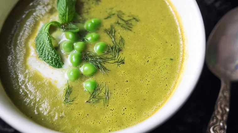 Velvety Green Vegetable Soup in a Toasty Bowl