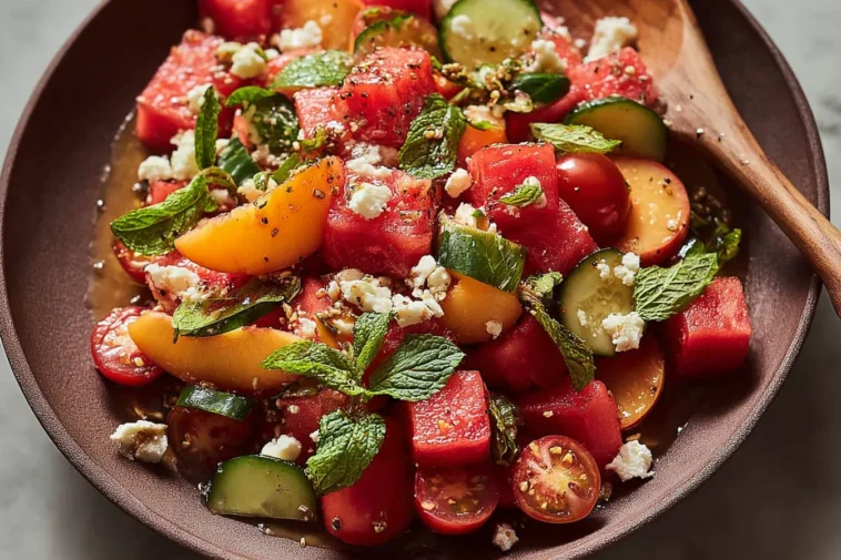 Watermelon Peach Salad - Colorful Summer Delight