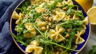 Zesty Lemon Arugula Pasta Salad in a Bowl