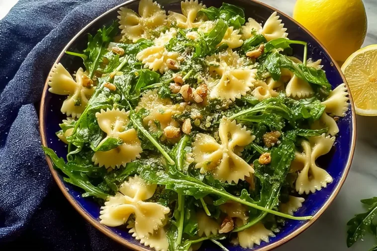 Zesty Lemon Arugula Pasta Salad in a Bowl