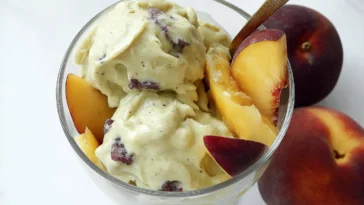 3-Ingredient Nectarine Nice Cream (Vegan/GF) in a Bowl