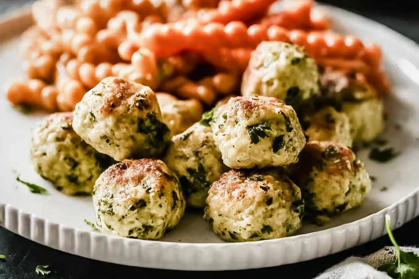 Baked Chicken Meatballs Served with Marinara Sauce