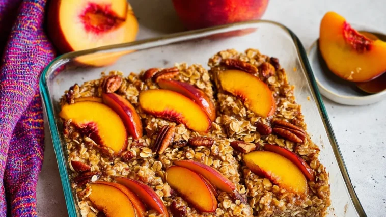 Baked Oatmeal with Nectarines and Pecans – Warm & Delicious