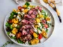 Balsamic Steak Gorgonzola Salad with Grilled Corn Presentation