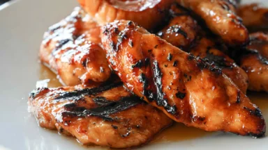 Grilled Barbecue Peach Chicken Ready to Serve