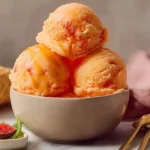 Homemade Best Peach Sorbet in a Bowl